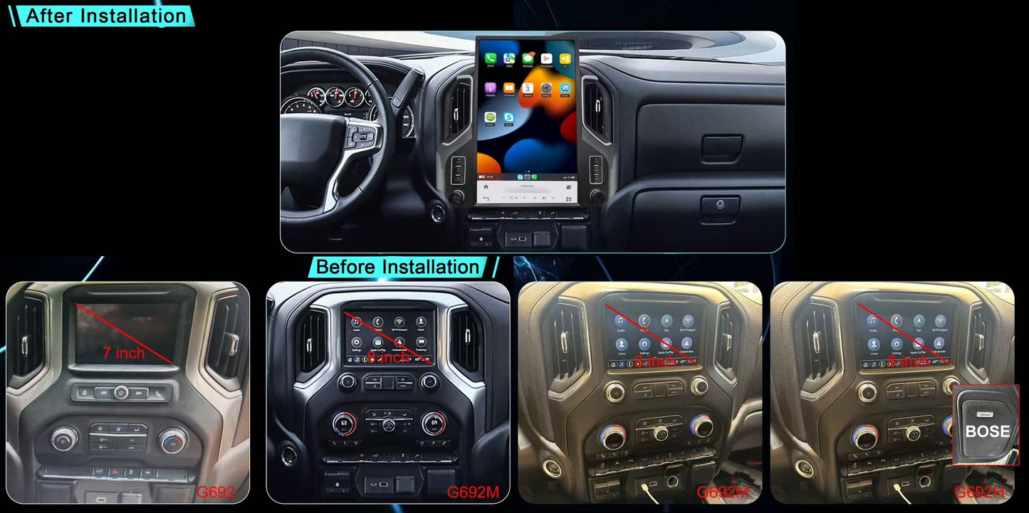 [Open Box] 17" Vertical Screen Android 13 Fast boot Navigation Radio for GMC sierra 2019-2021 Chevrolet Silverado 2019-2021